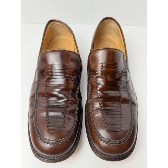 Bally Brown Leather Braided Top Round Toe Slip On Loafer Size 9.5